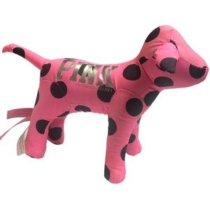 PINK VICTORIA’S SECRET Collectible Dog Stuffed Animal Plush Pink Silver Black